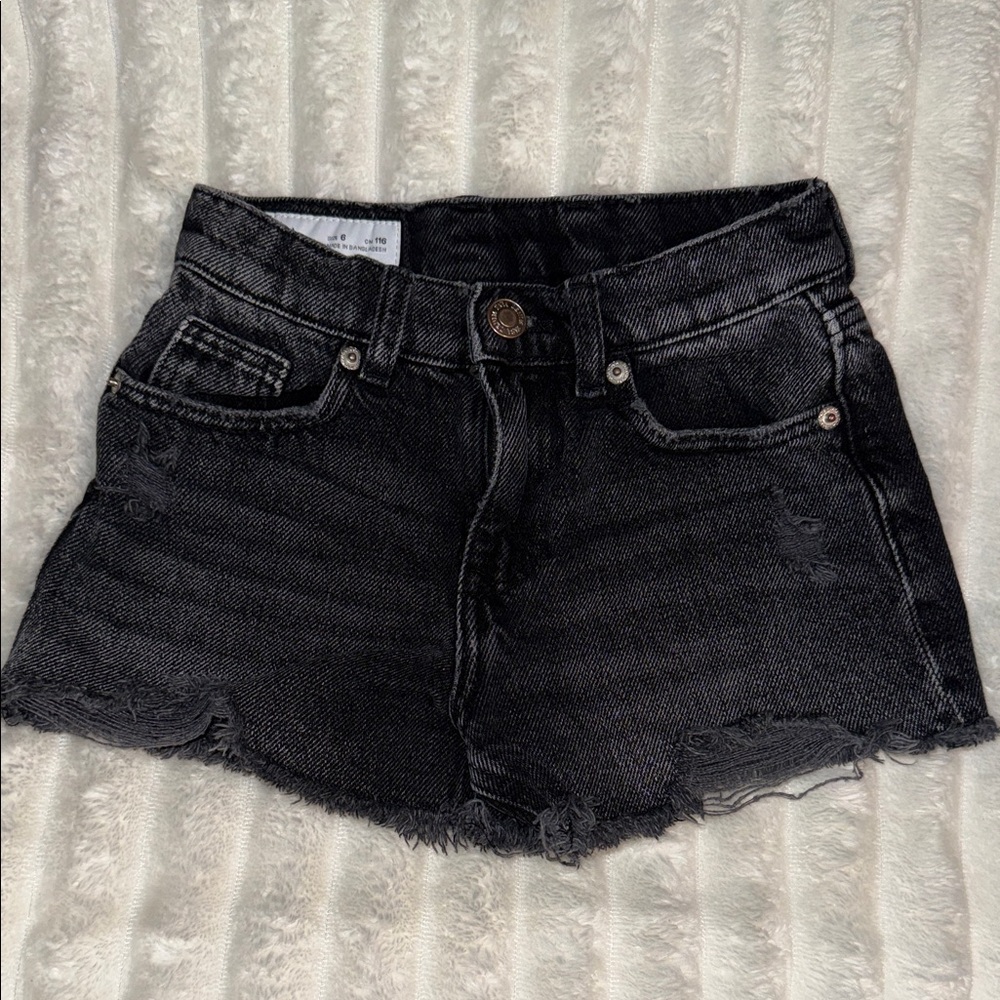 Black Denim Kids Shorts